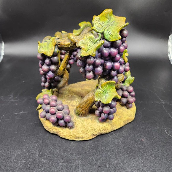 Wine Bottle Grapevine Holder Caddy Purple Grapes Green Vines Vineyard Decorative - Picture 4 of 8